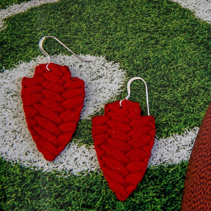 Braided Arrowhead Earrings- Red for wholesale by Golden Rae Wholesale