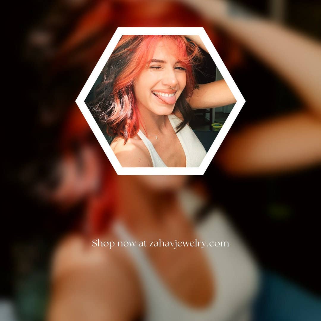 Zahav Jewelry - Wholesale Hoop Earrings - 10kt Solid Gold Pentagon CZ Minimalist Hoop Earrings6