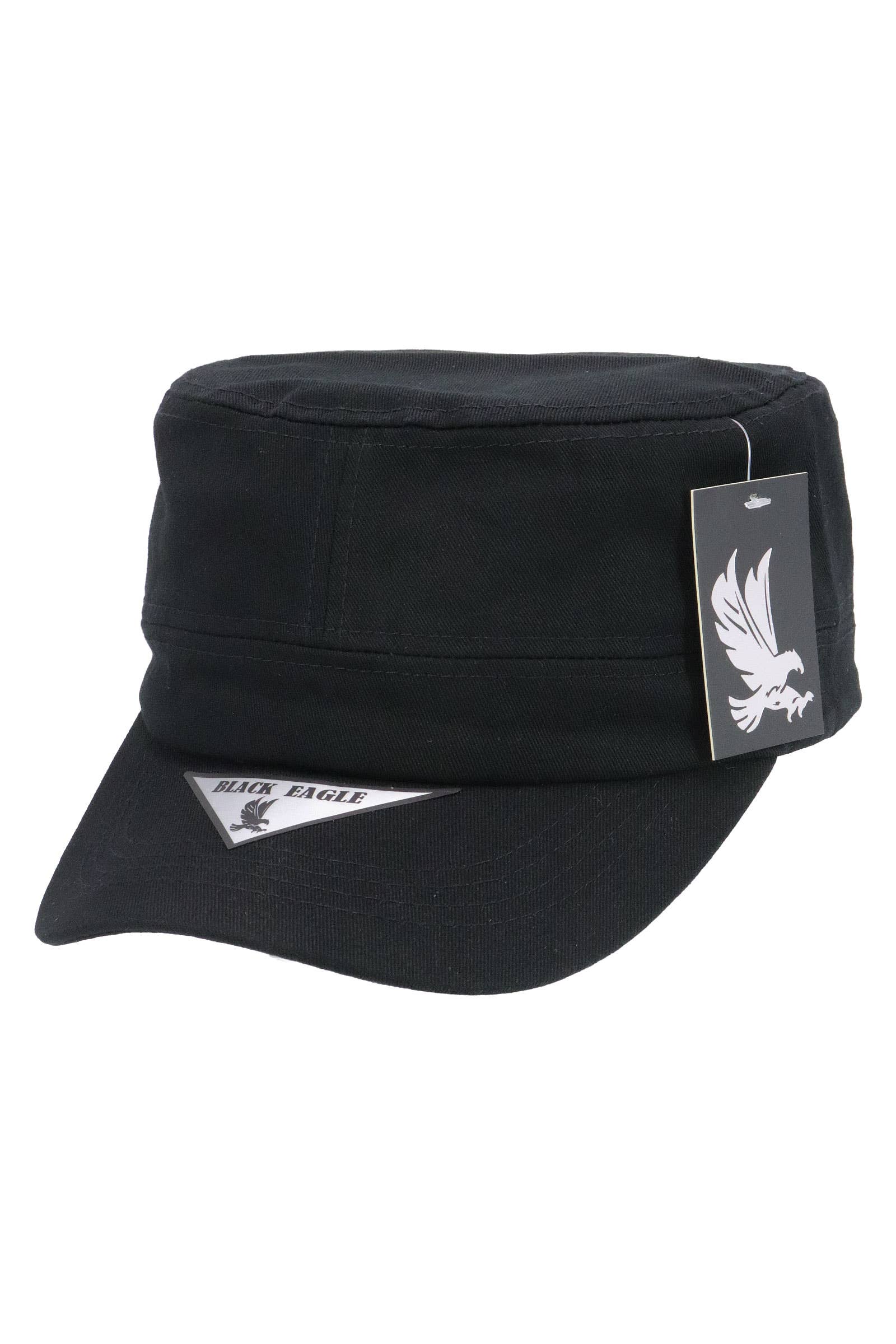 Black Twill Cotton Velcro Cadet Cap for wholesale on Faire4