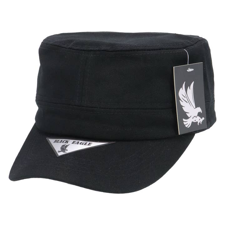 Black Twill Cotton Velcro Cadet Cap for wholesale on Faire4