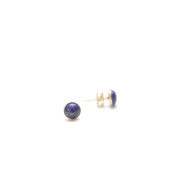 Mini earrings 4mm blue lapis lazuli stone - Ariane for wholesale by Aura bijoux