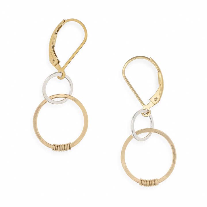 Original Links of Love Earrings, Linked Circles Gold Silver for wholesale by Freshie & Zero