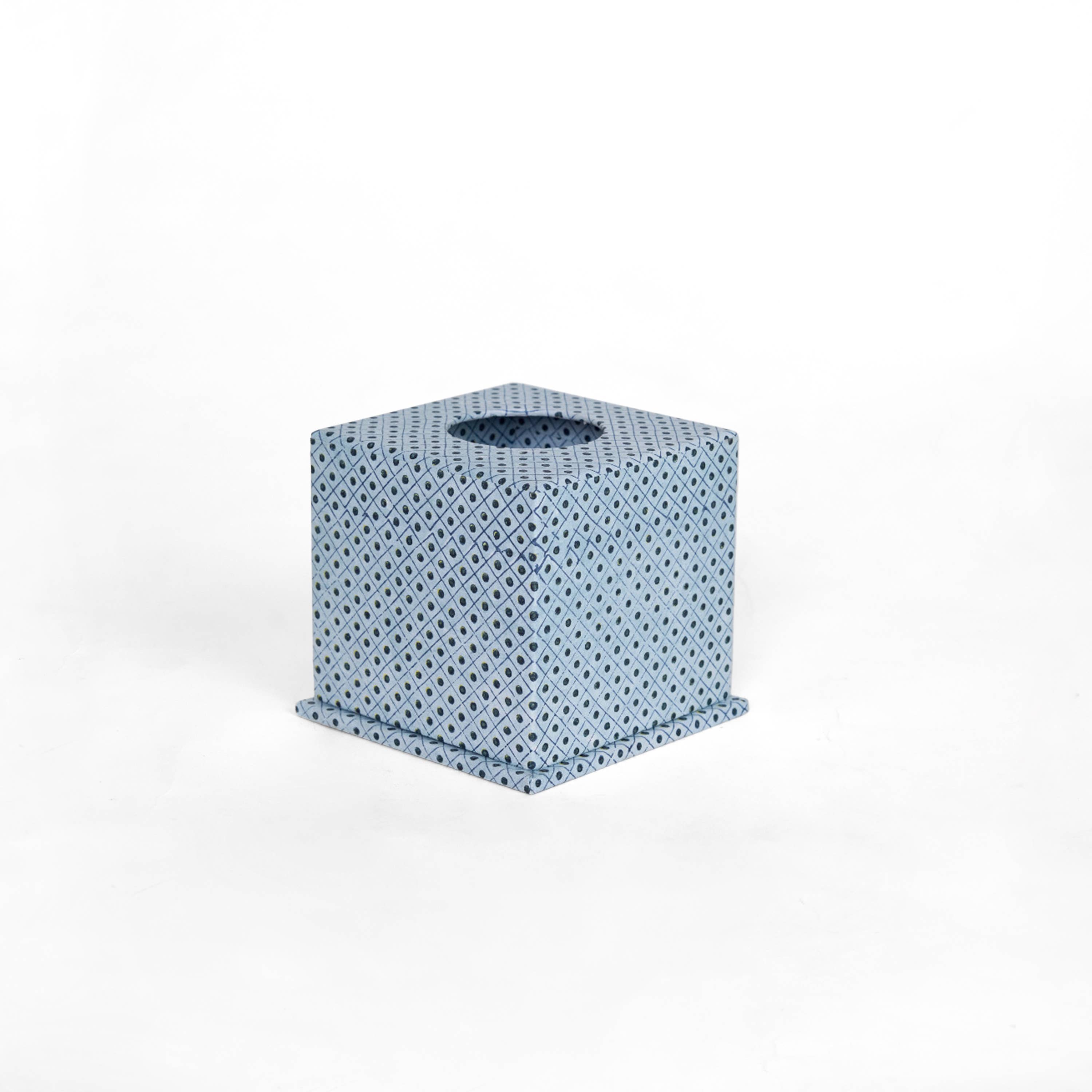 Craft Boat - Wholesale Tissue box - SCREEN PRINTED TISSUE BOX - DOT & GRID BLUE