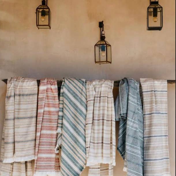 A Soft Idea - Wholesale Throw Blanket - 329 - Recycled Cotton Striped Eyelash Throw 55" x 70"