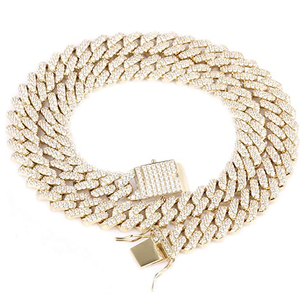 EMESLY - Vente Collier maille et chaîne - Collier chaîne à maillons cubains Miami (13 mm de largeur ; or)0