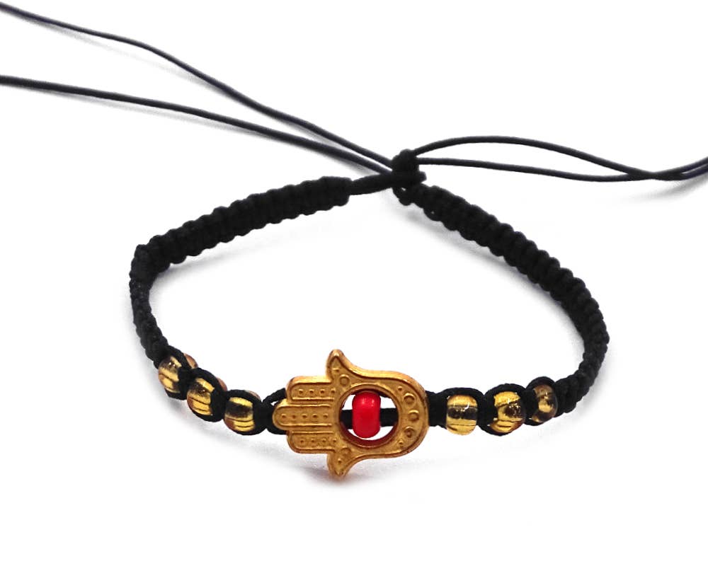 Pichincha - Wholesale Charm/Dangle Bracelet - Metal Hamsa Hand Charm Thin Macrame Friendship Bracelet7