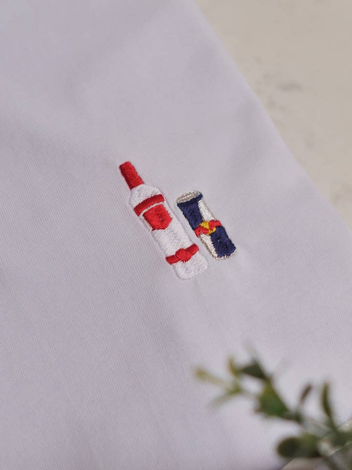 White Embroidered T-shirt - Vodka for wholesale on Faire0