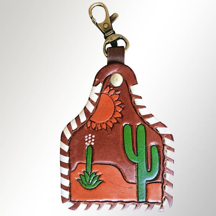 LS Western - Wholesale Keychain - Unisex - ADKRX114 Hand Tooled Genuine Leather Keyring