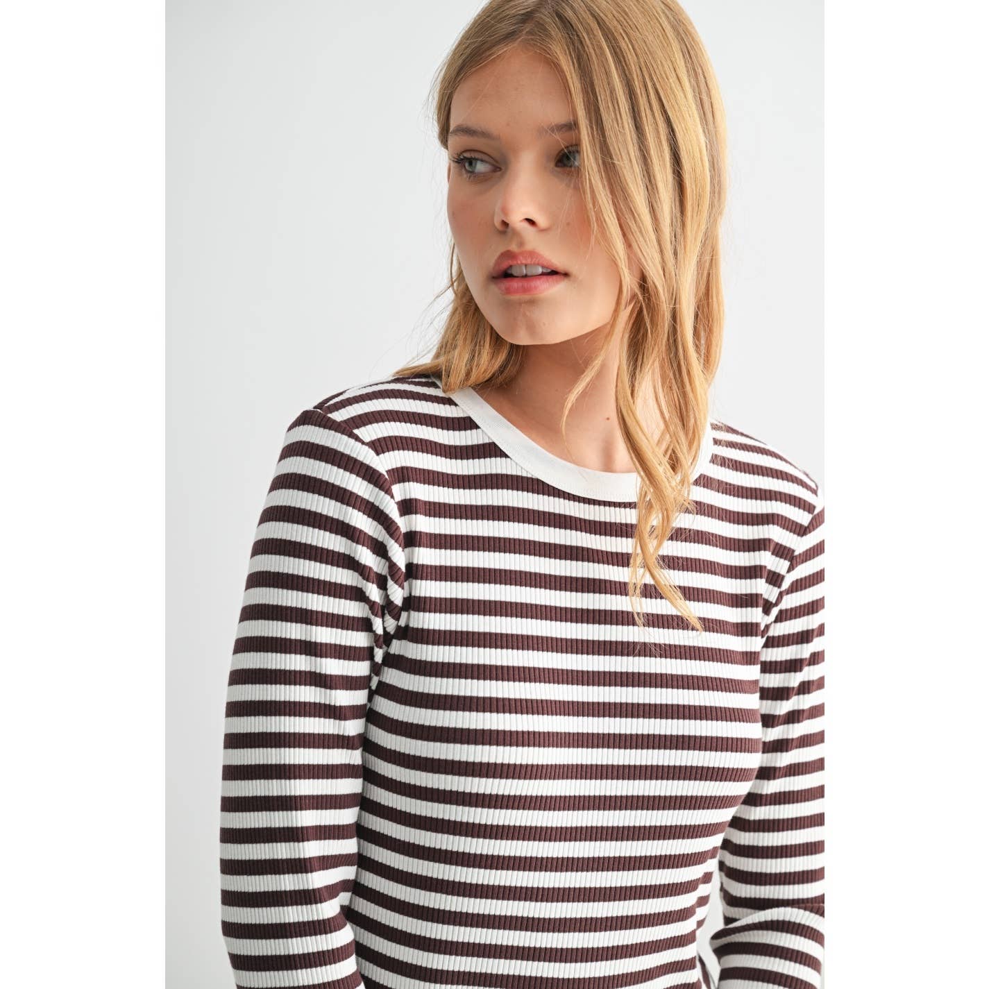 FUN2FUN – Top de malha - Mulher por atacado – TOP DE MALHA DE MANGA COMPRIDA A RISCAS33