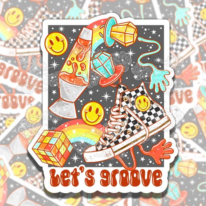 Retro Boy Vibes Cute Colorful Fun Vinyl Sticker, Girly for wholesale by Sticky Sadness Designs