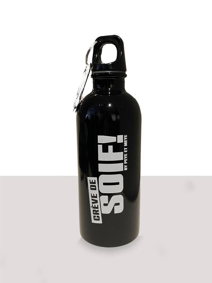 "Sterf van de dorst" drinkfles – 400 ml met karabijnhaak voor wholesale door Peye et Meye