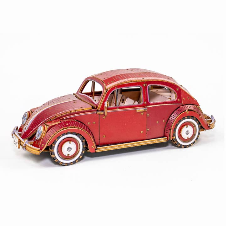 wa-gu-mi Volkswagen Type 1 Beetle (red) 3D Wooden Puzzle for wholesale by Magnote