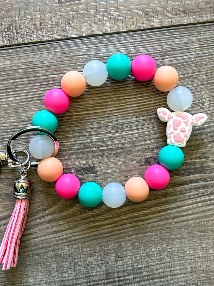 Cow Head Silicone Keychain for wholesale by JILLIAN INK LLC