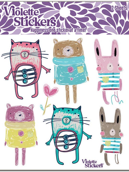 K215 My Buddy Animal Stickers for wholesale by Violette Stickers