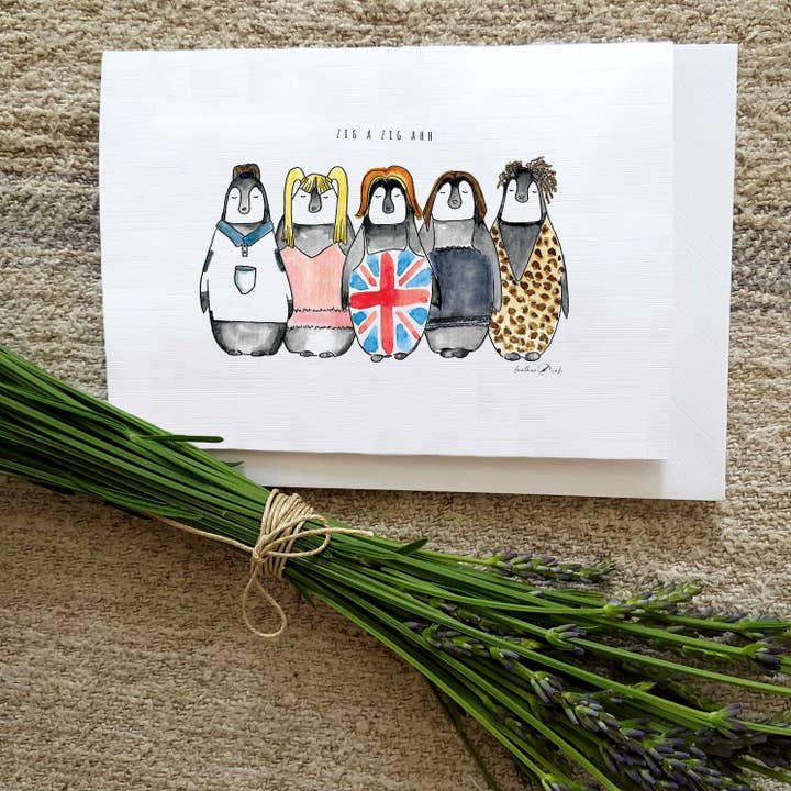 Spicegirls Pinguin A6 Karte „zigazig ah“ für den Großhandel von feather.ink