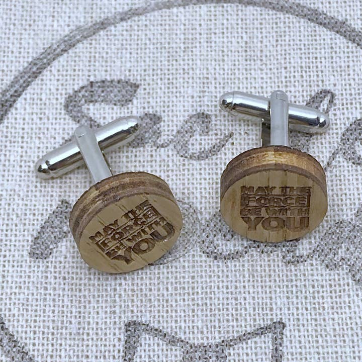 May The Force Be With You Wood Cufflinks for wholesale by Sac de Noeud