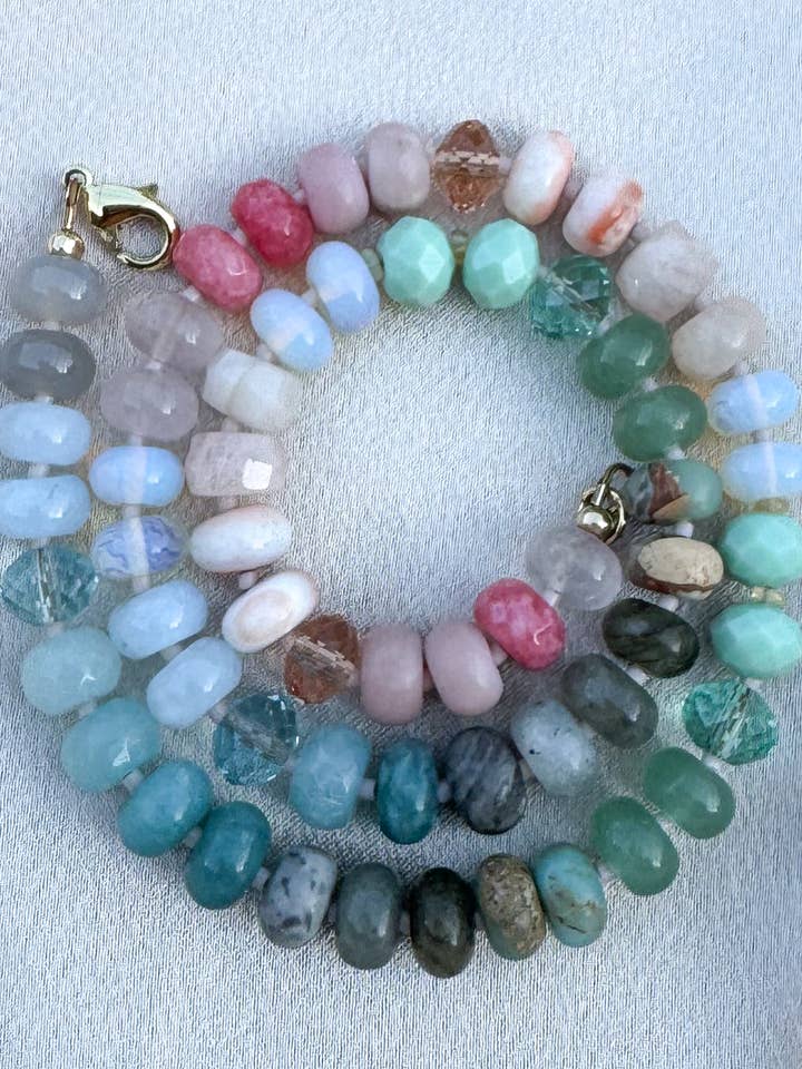 Blush and Tide Beaded Gemstone Necklace for wholesale by Hello Heather