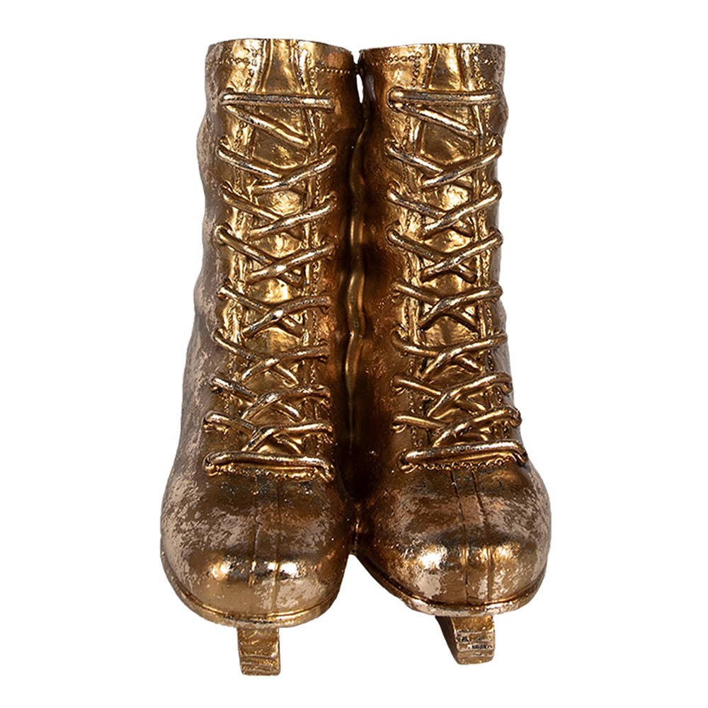 Clayre & Eef - Wholesale Decorative Figurine - 6PR4280 Decorative Figurine Ice Skates 15x12x17 cm Gold0