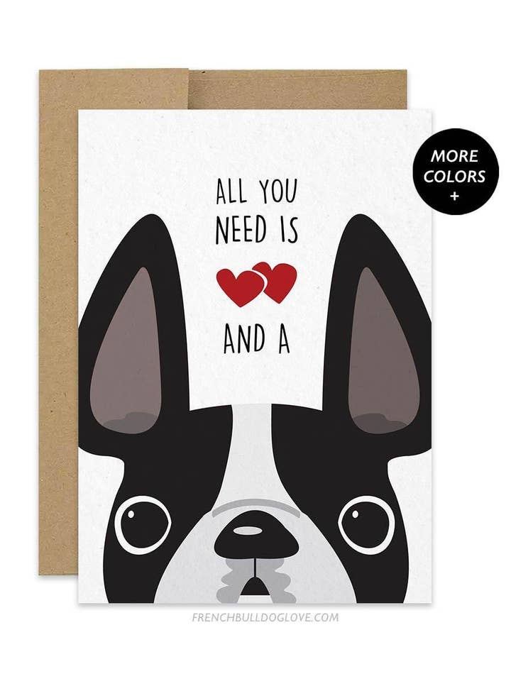 All You Need is Love & a Frenchie - Greeting Card for wholesale by French Bulldog Love