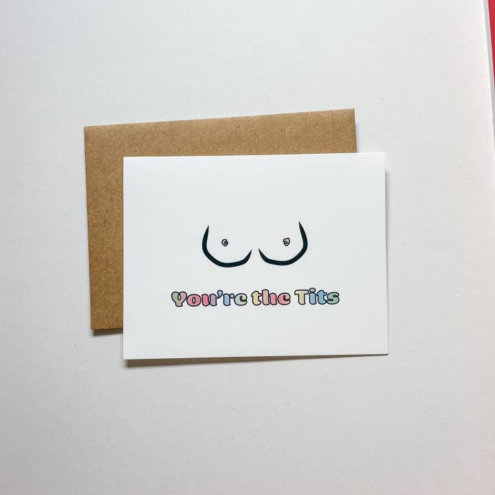 Carte de vœux humoristique pour adulte You're the Tits Black pour la vente par Iome