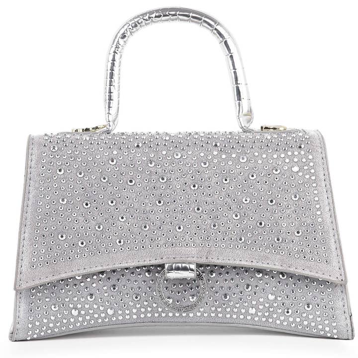 Handbag Factory Corp - Wholesale Top Handle Bag - Women's - Rhinestone Accented Croc Embossed Hand Tote