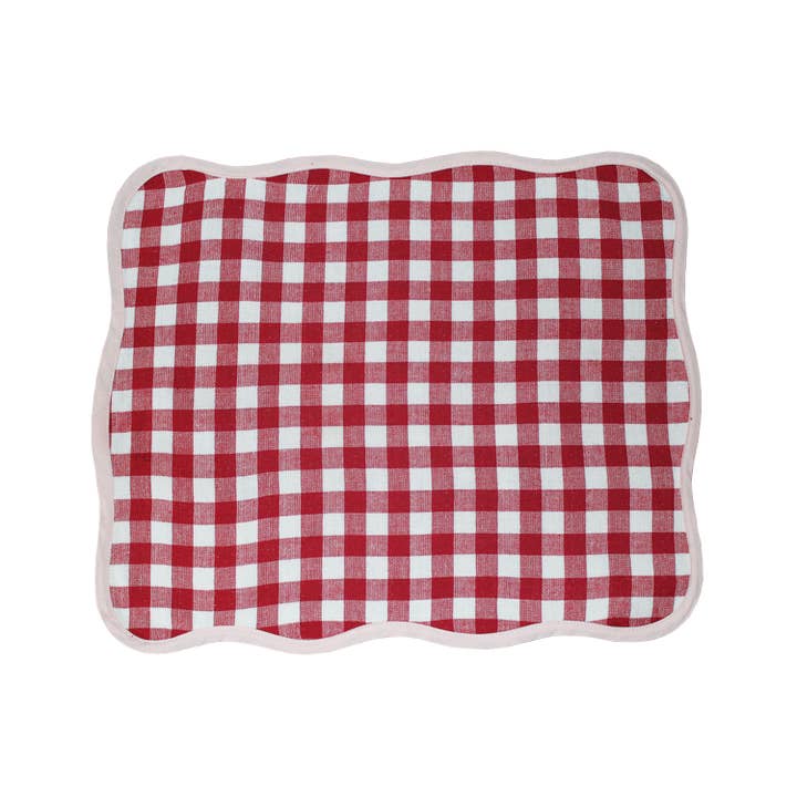 Blue Set of 4 Reversible Giardino Placemats in Pink/Red Gingham for wholesale on Faire1