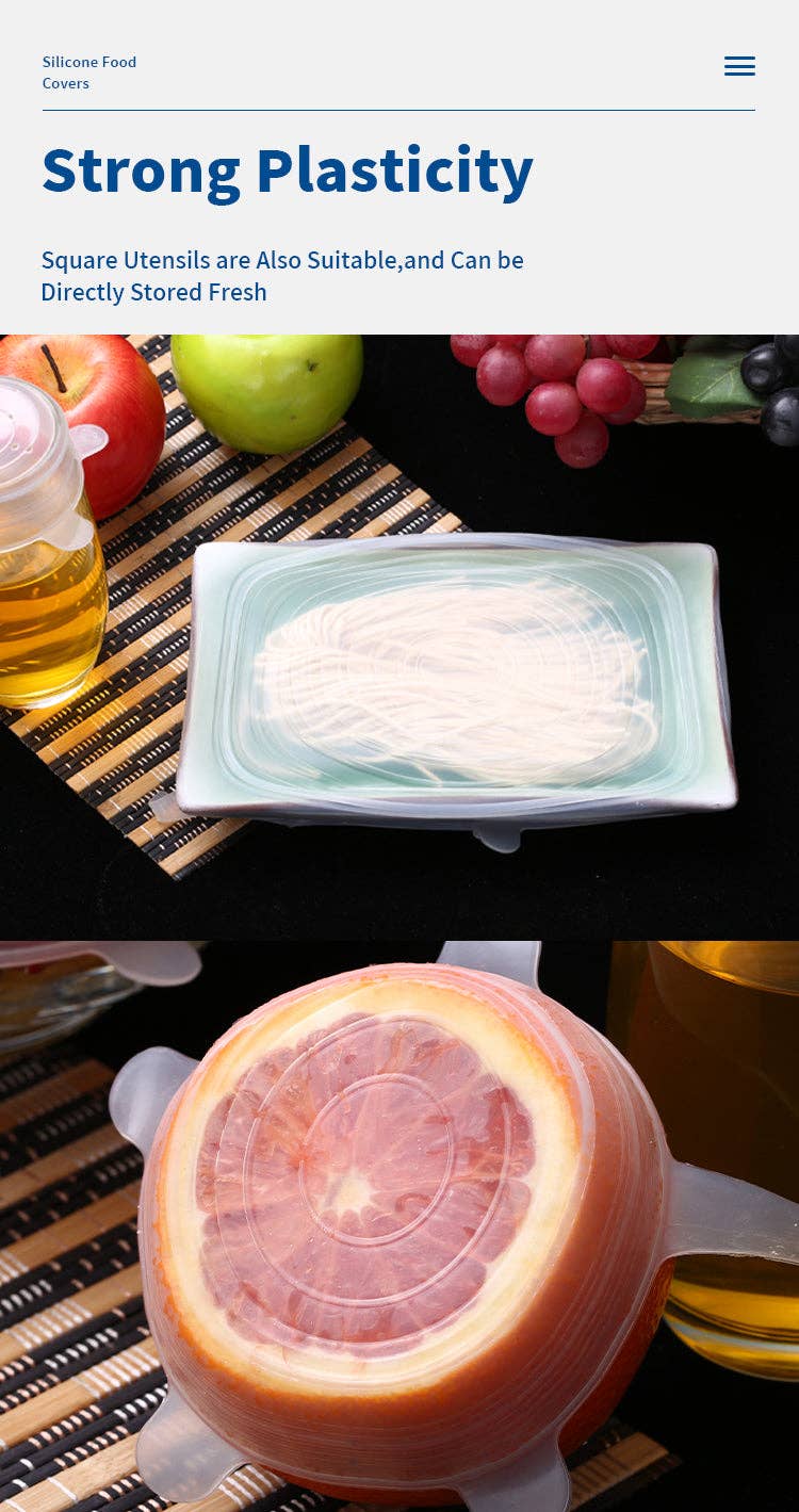 Farben mischen und anpassen Wiederverwendbare elastische Silikondeckel in Lebensmittelqualität, 6 Stück, Mindestbestellmenge 10 Stück für den Großhandel auf Faire4
