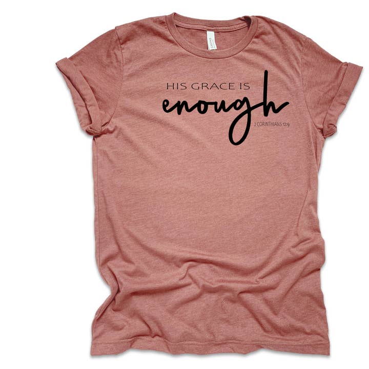 Hans nåde er nok bibelvers kristen T-shirt for engroshandel hos Love Ann Joy Apparel, LLC