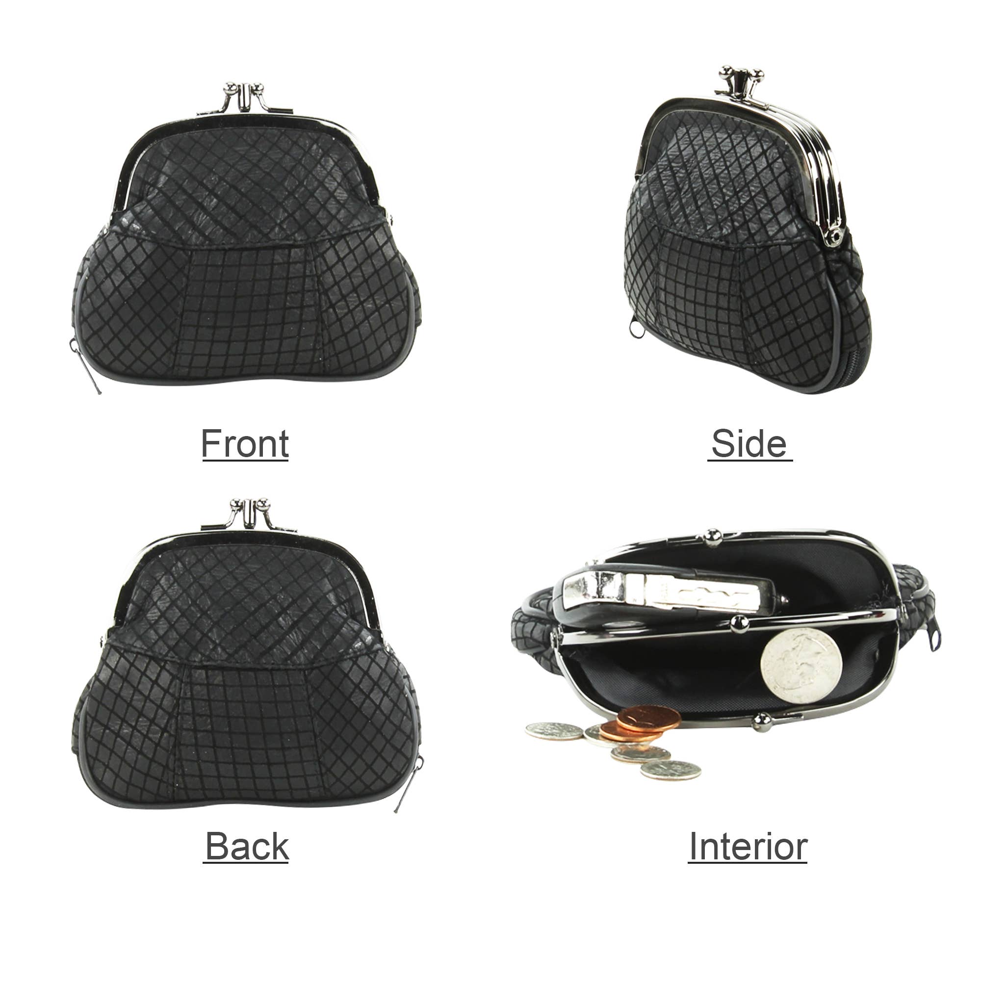 Leather Impressions Inc - Vendita all'ingrosso Portamonete - Donna - Portamonete con cornice in pelle di agnello stile vintage4