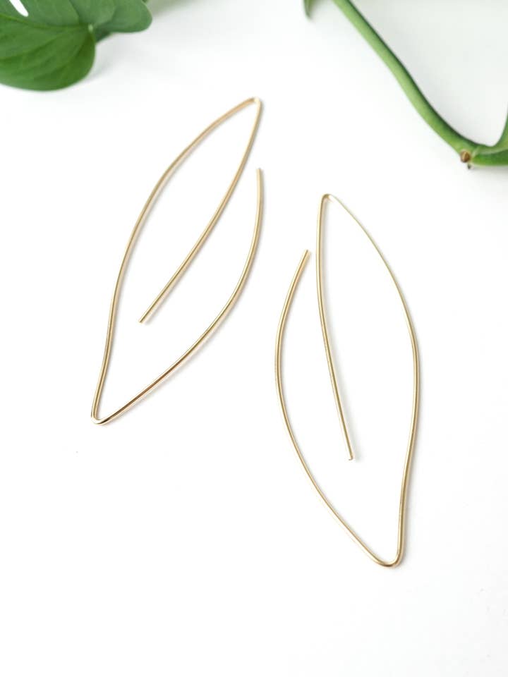 Verdoyante Threader Hoop Earrings in silver or gold-filled for wholesale by Megan Auman