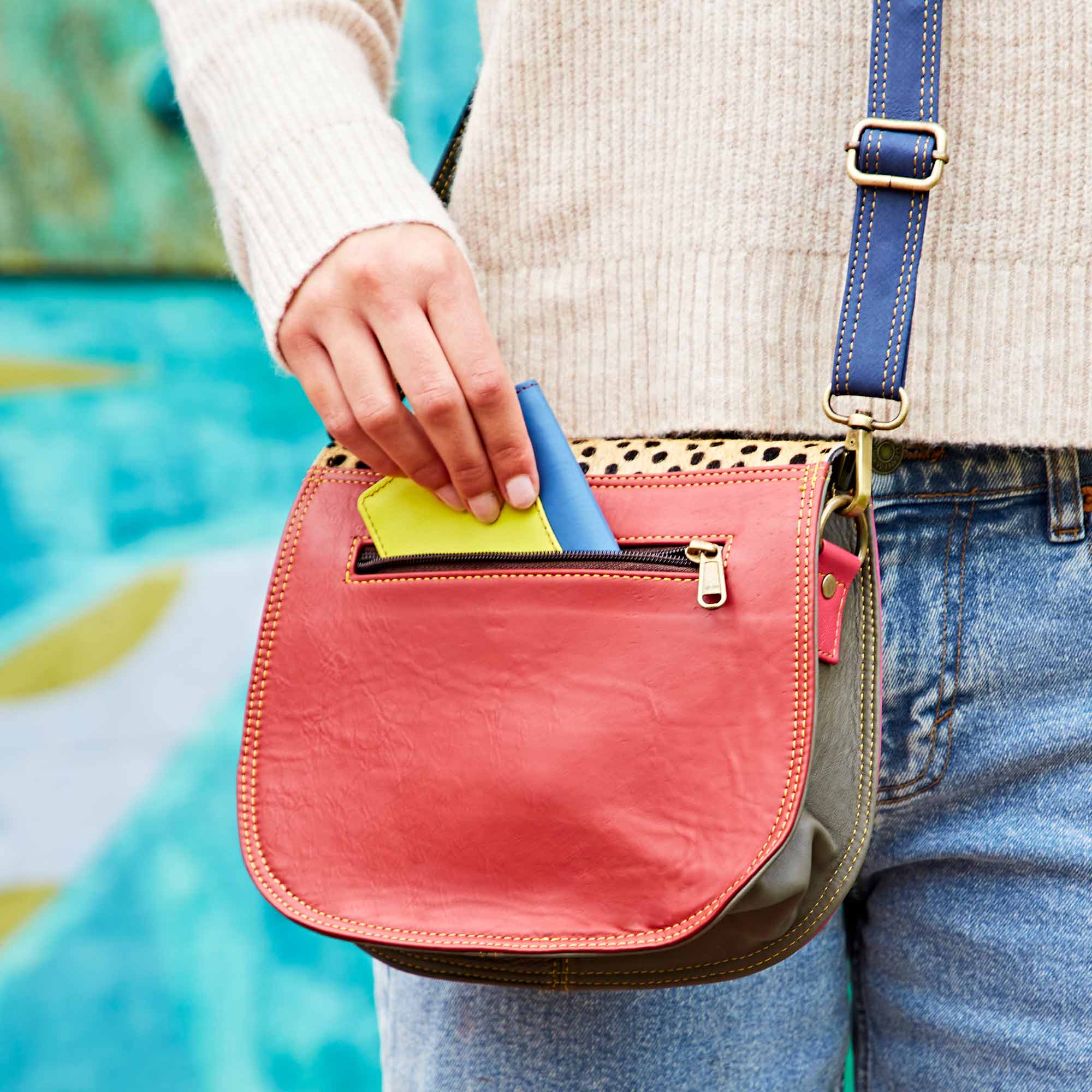 The Paper High Gift Company Limited - Wholesale Crossbody Bag - Women's - Recycled Leather Multicoloured Crossbody Bag - Handmade2