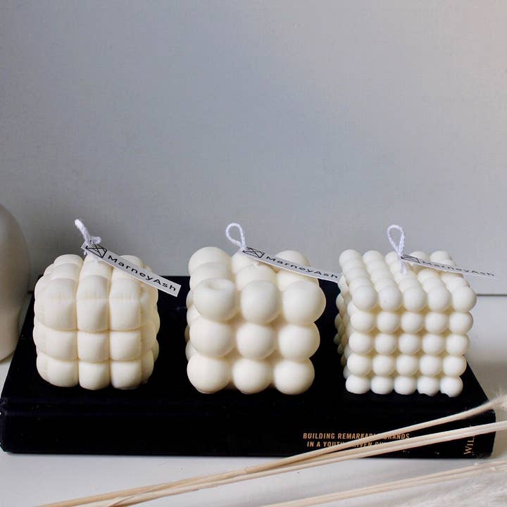 Bubble Cube Candle 3 Piece Set, Soy Wax Candles, Home Decor for wholesale by MarneyAsh
