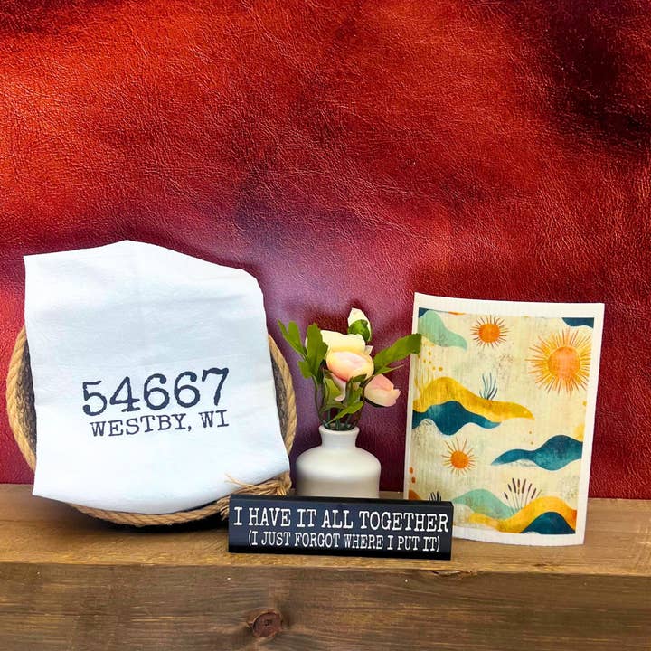 Home Accents By Driftless - Wholesale Tea Towel - Zip Code, City & State Custom Tea Towels Personalized Decor1