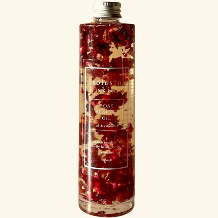 Rose Infused Beauty Oil (Face, Hair, Body + Bath) for wholesale by Solasta Skin