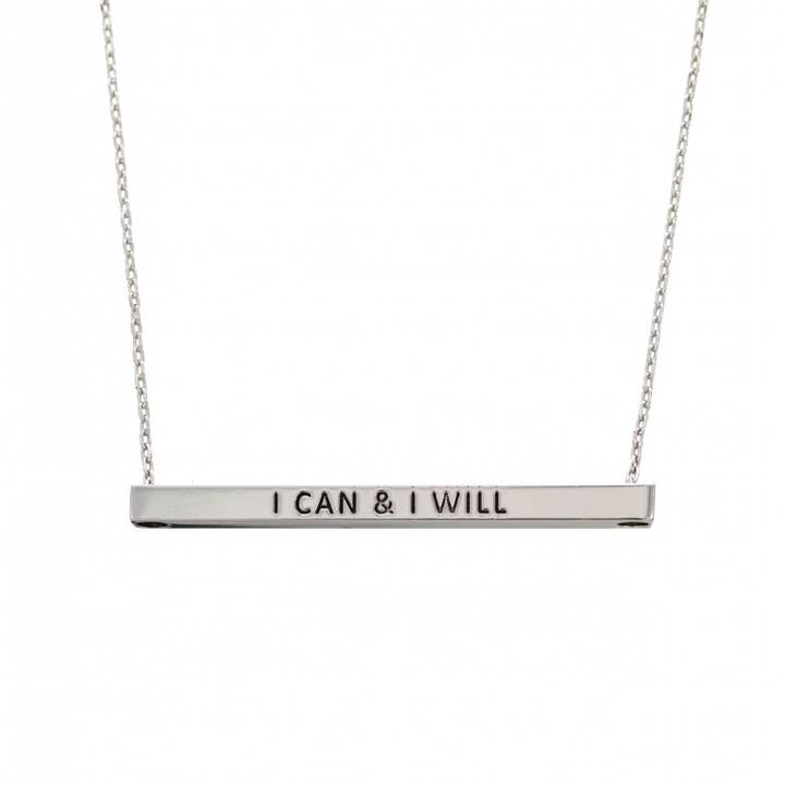 FR3078 I CAN & I WILL_3D Messing Message Bar halskæde for engroshandel hos 0011 PREMIERE