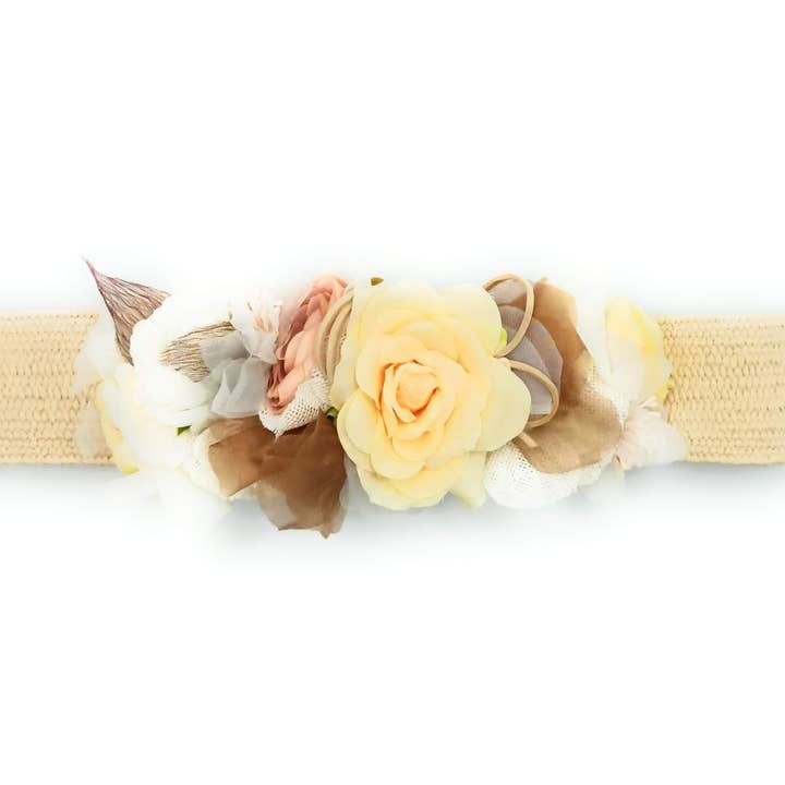Flower Belt · Ivory Raffia Beige for wholesale by BRANDELIA