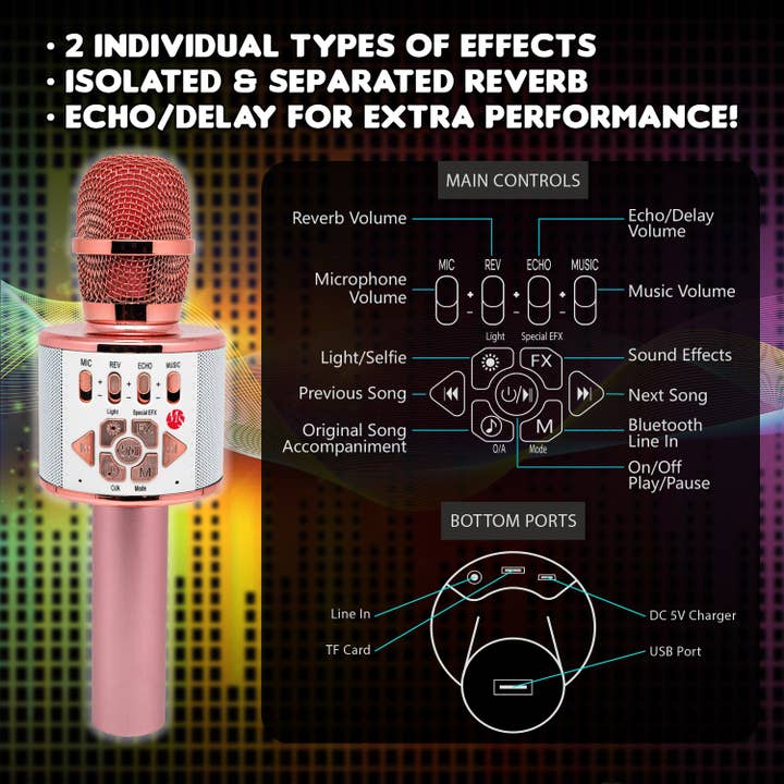 Mainstream Source - Wholesale Musical Instrument - Mainstream Source® Wireless Bluetooth Karaoke Microphone – H