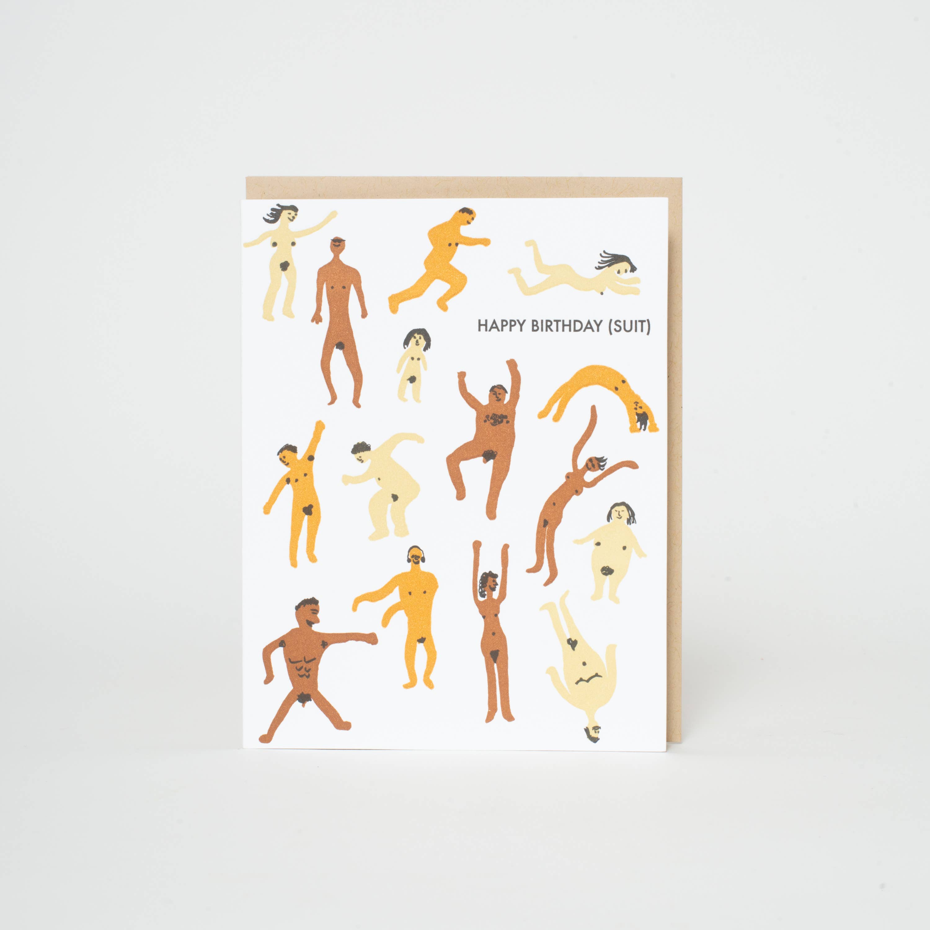 Egg Press Manufacturing - Wholesale Birthday Card - Birthday Suit Nudie Characters Letterpress Greeting Card by Egg Press1