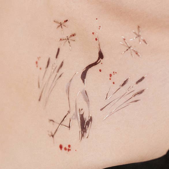 Crane Temporary Tattoo Sticker for wholesale by PAPERSELF