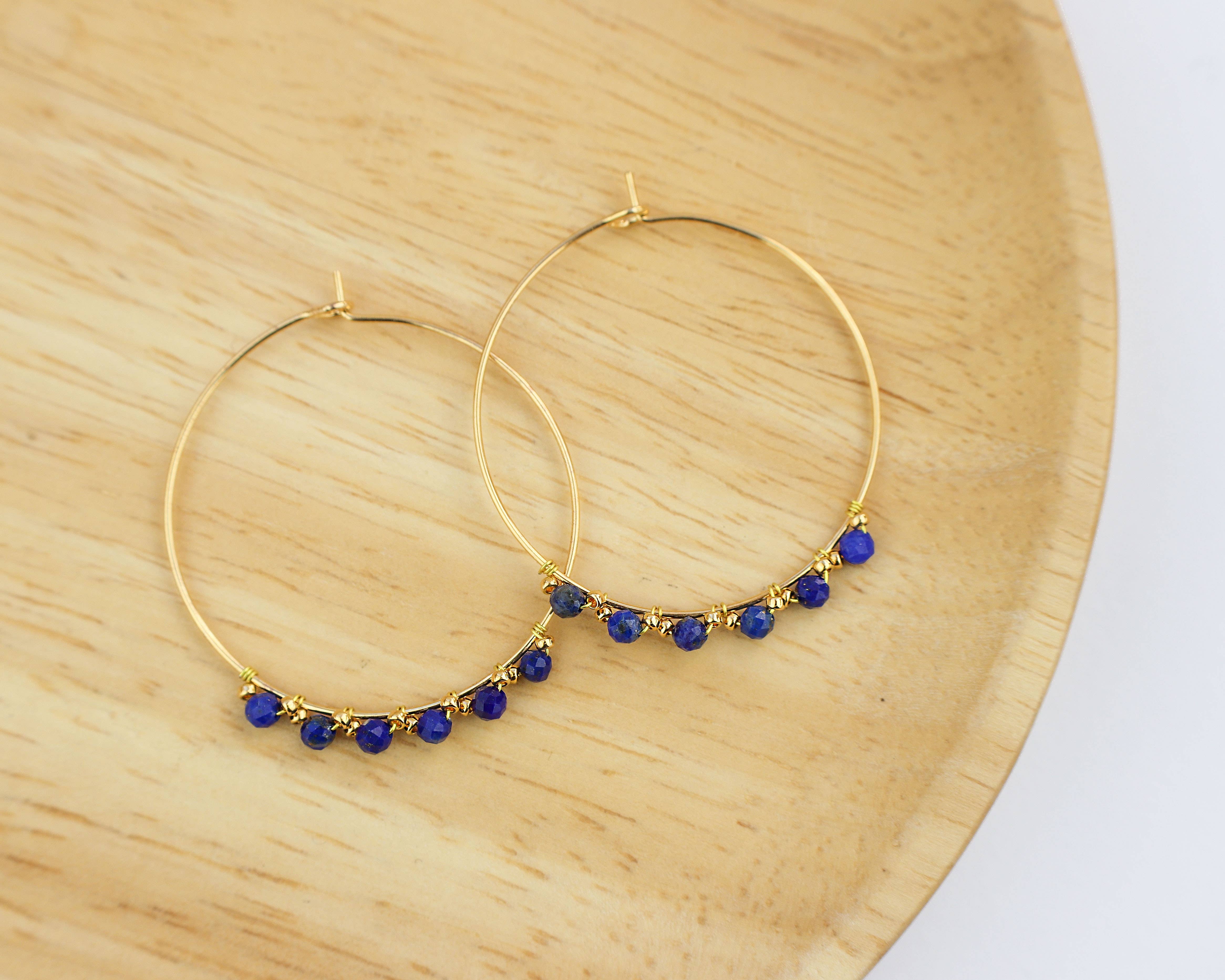 Minalis - Wholesale Hoop Earrings - Golden hoop earrings and natural stones0