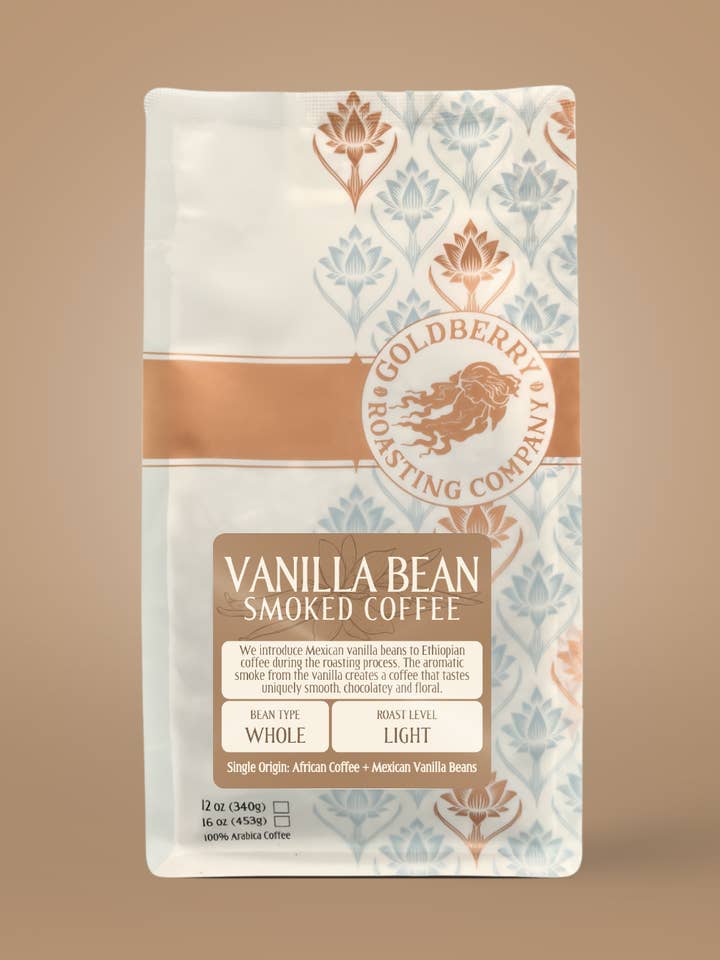 Vanilla Bean Smoked Coffee for wholesale by Goldberry Roasting Company