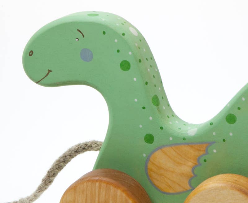 Friendly Toys - Wholesale Wood Toy - Kids - Handcrafted Birch Wood Dinosaur Pull Toy1