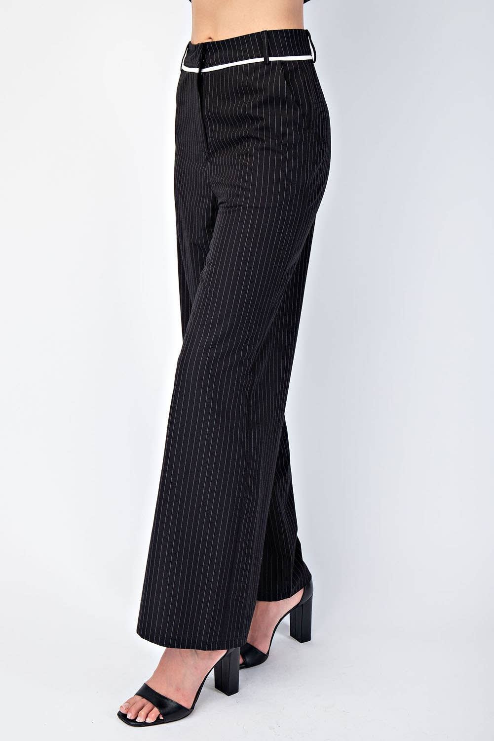 Edit by Nine - Wholesale Pants - Women's - Cp5787 Striped Woven Straight Pants W Contrast Edge Detail5