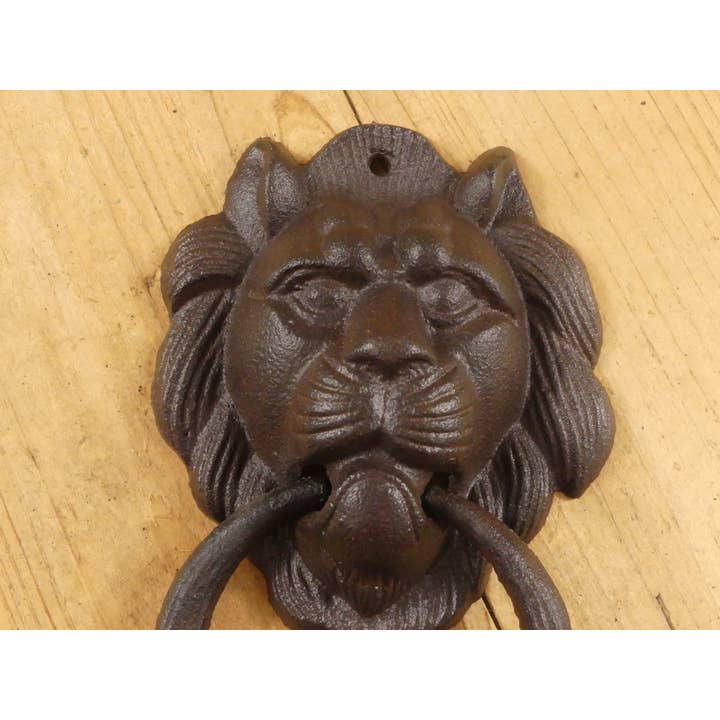 Midwest Craft House - Vente Poignée/bouton - HEURTOIR DE PORTE EN FORME DE TÊTE DE LION EN FONTE4