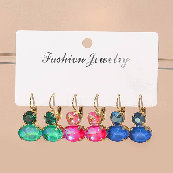 Set med 3 par örhängen med strass - Sleeping Bag 25AHBOL038 för wholesale av Blossom bijoux