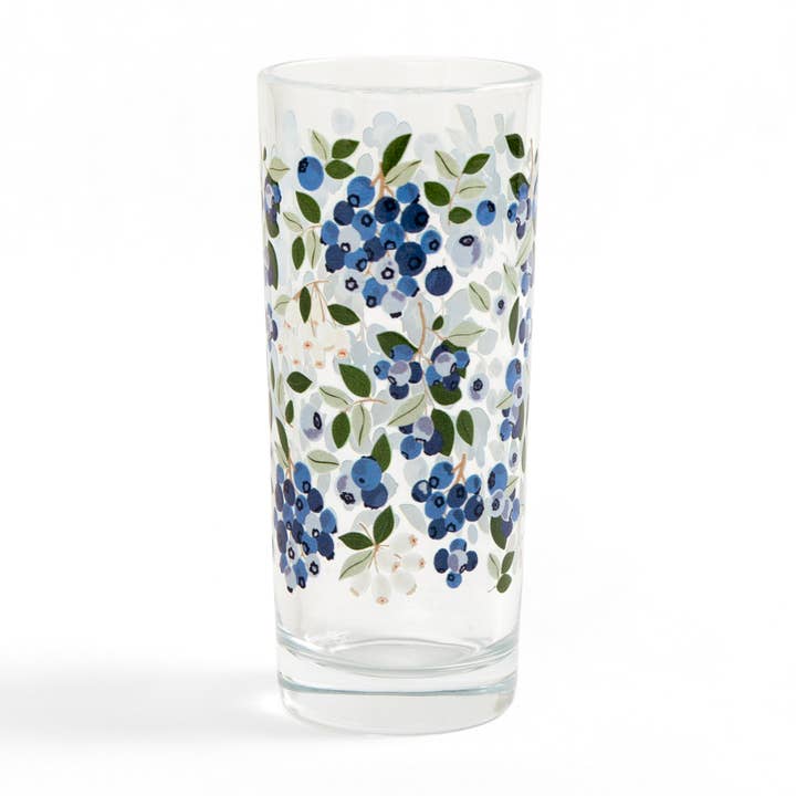 Blueberry Field Tall Juice Glass for wholesale by Paper Farm Press