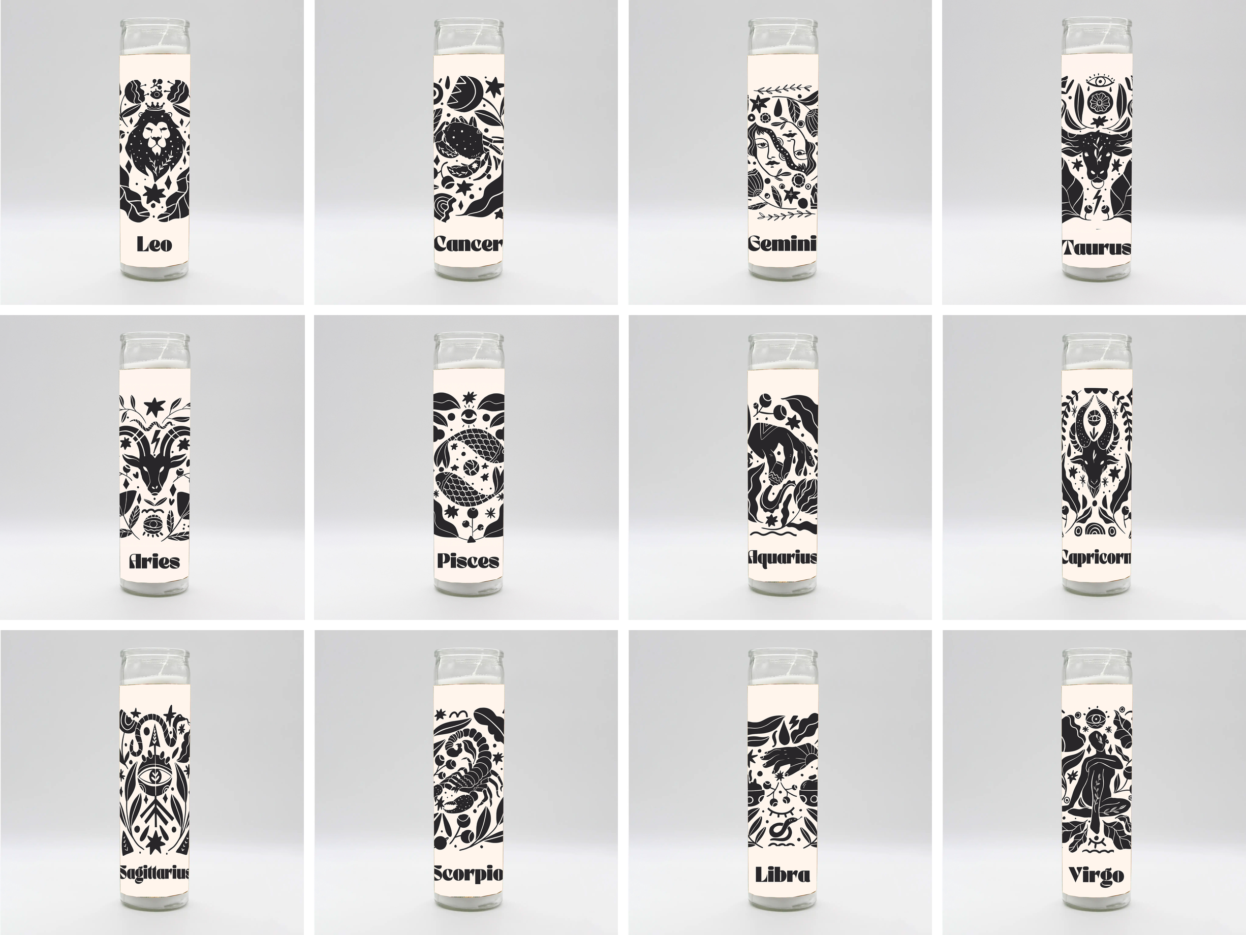 BOBBYK - Wholesale Pillar Candle - Zodiac Complete Candle Set1