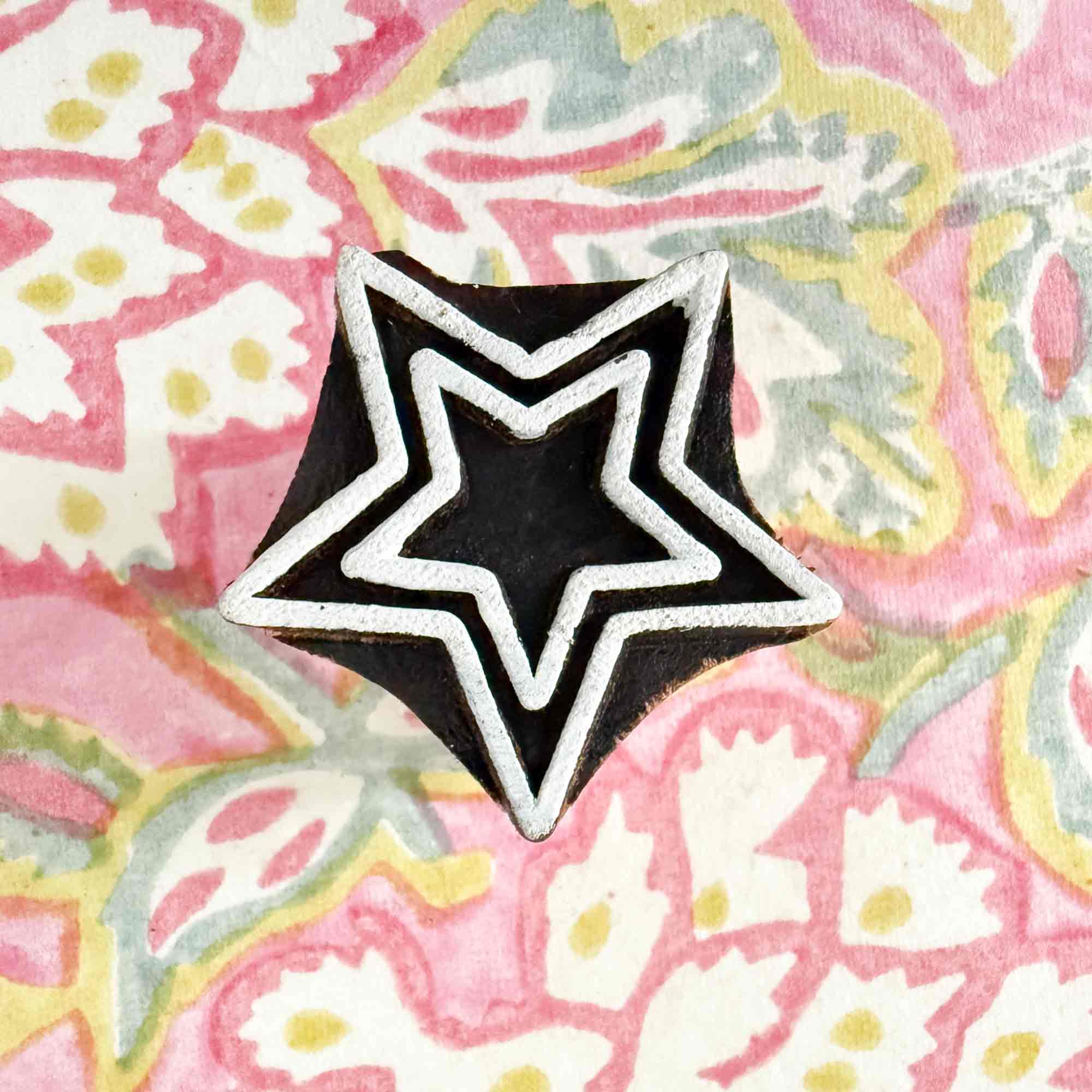 The Natural Paper Company – wholesale Rubber/decorative stamp – Twinkle - Indian Wood Block Stamp | Star Design Wooden Stamp2