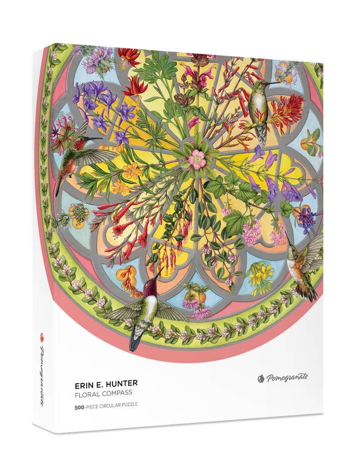 Erin E. Hunter: Floral Compass 500-Piece Circular Jigsaw Puzzle for wholesale by Pomegranate