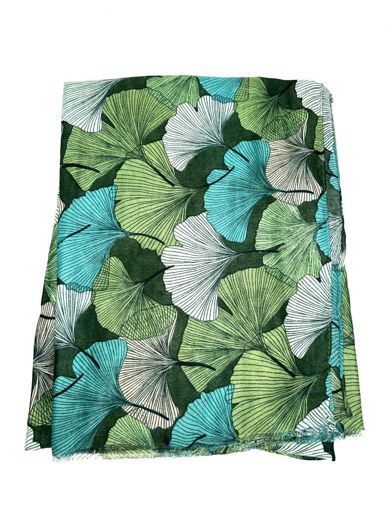 LINETA - Wholesale Scarf - Women's - HH-240 Ginkgo pattern printed scarf 13